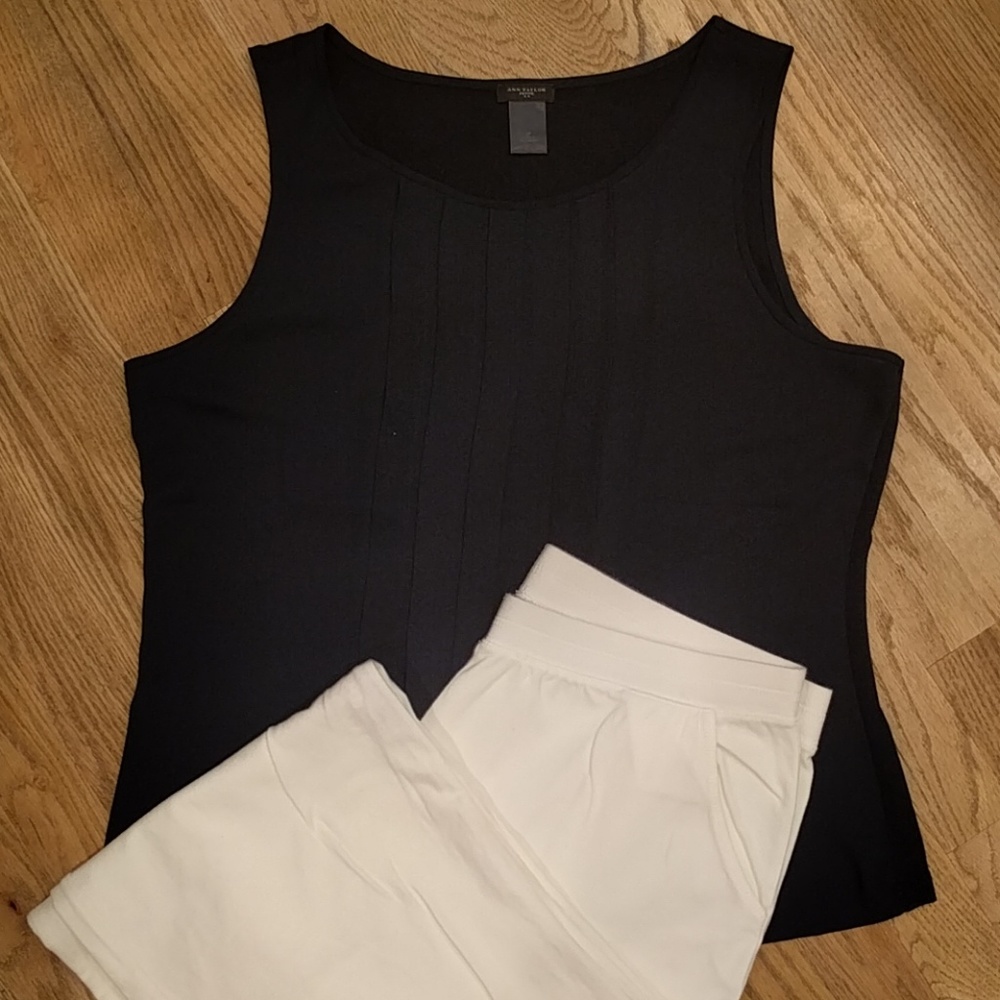 Ann Taylor, Pleated Sleeveless Top, Navy